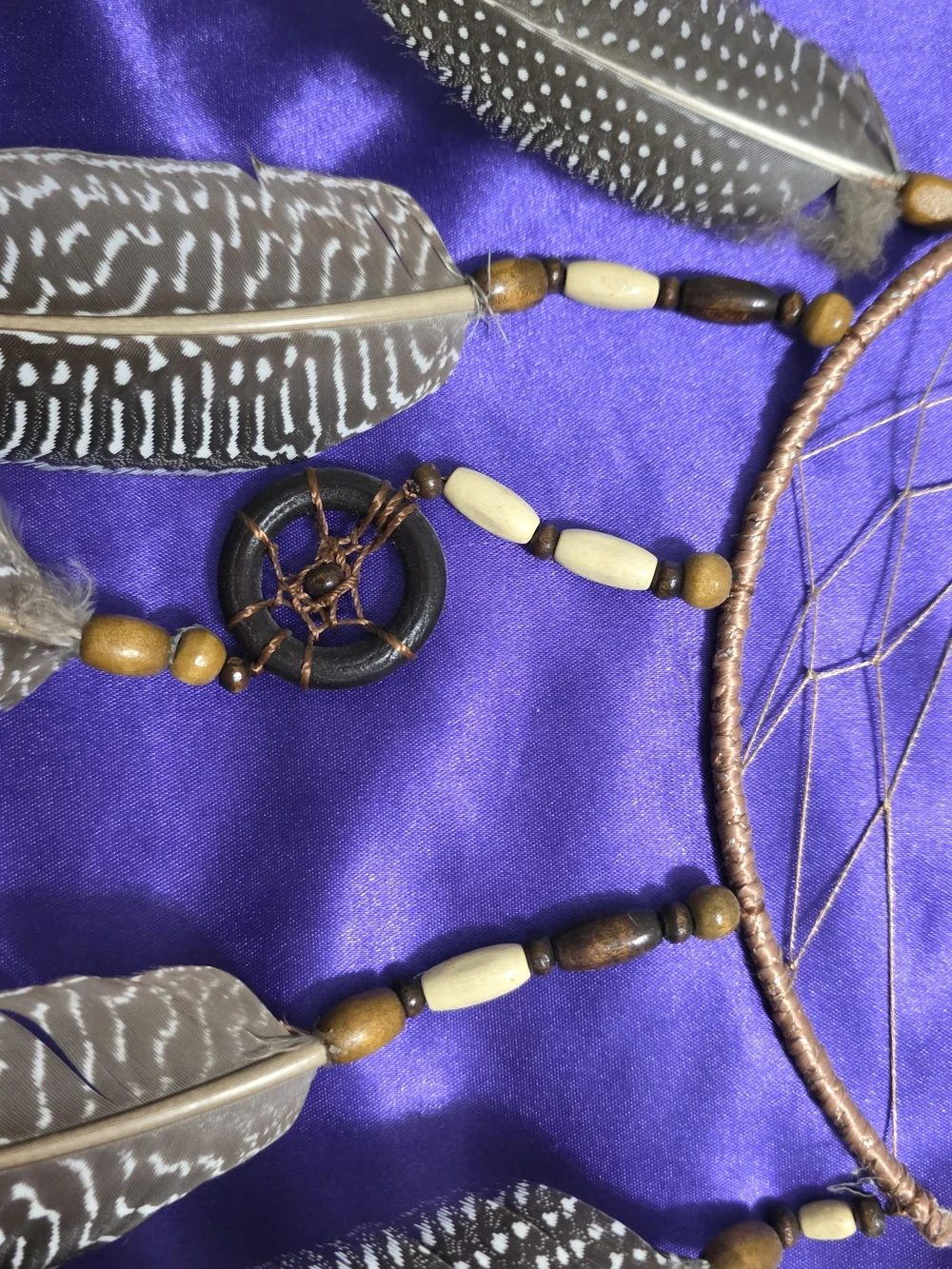 Handcrafted Brown Feather Crescent Dreamcatcher Wall Decor